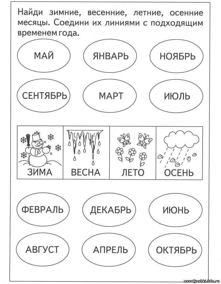 Времена года и месяцы в картинках для детей распечатать