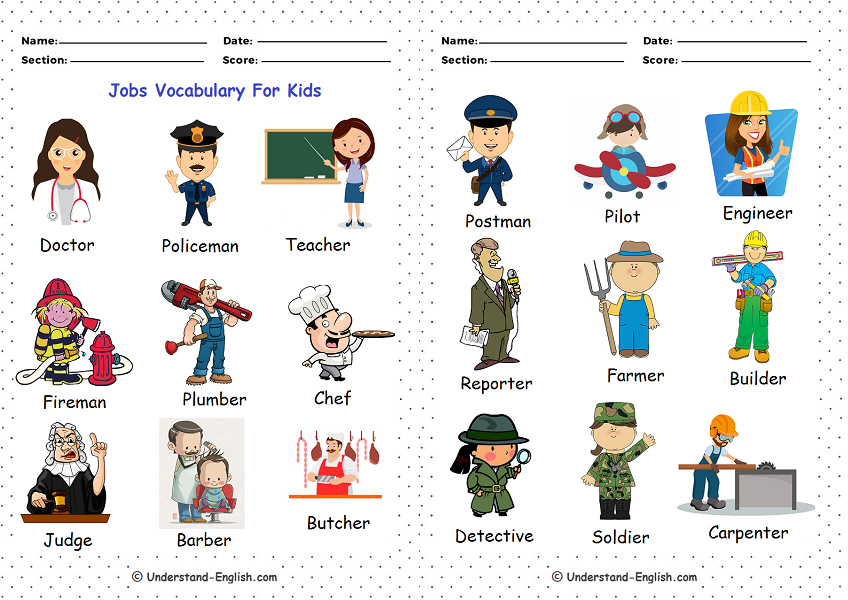 Картинки профессии на английском языке для детей