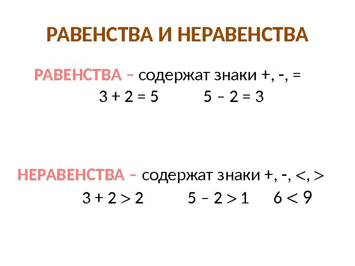 Равенство неравенство 2 класс презентация