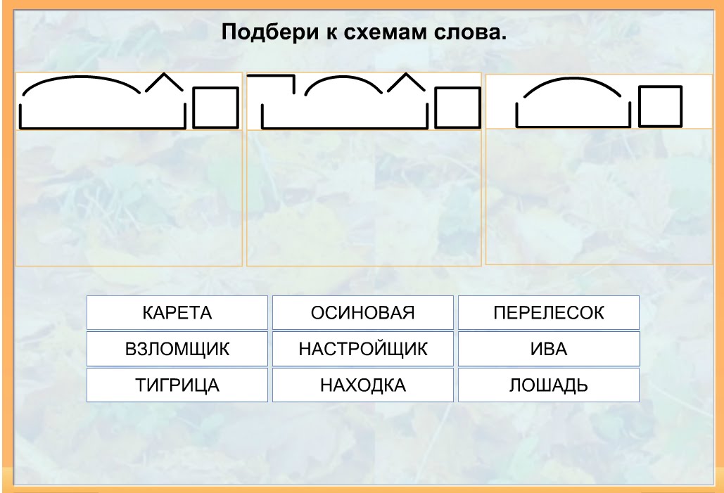 Подобрать слово по схеме приставка корень суффикс