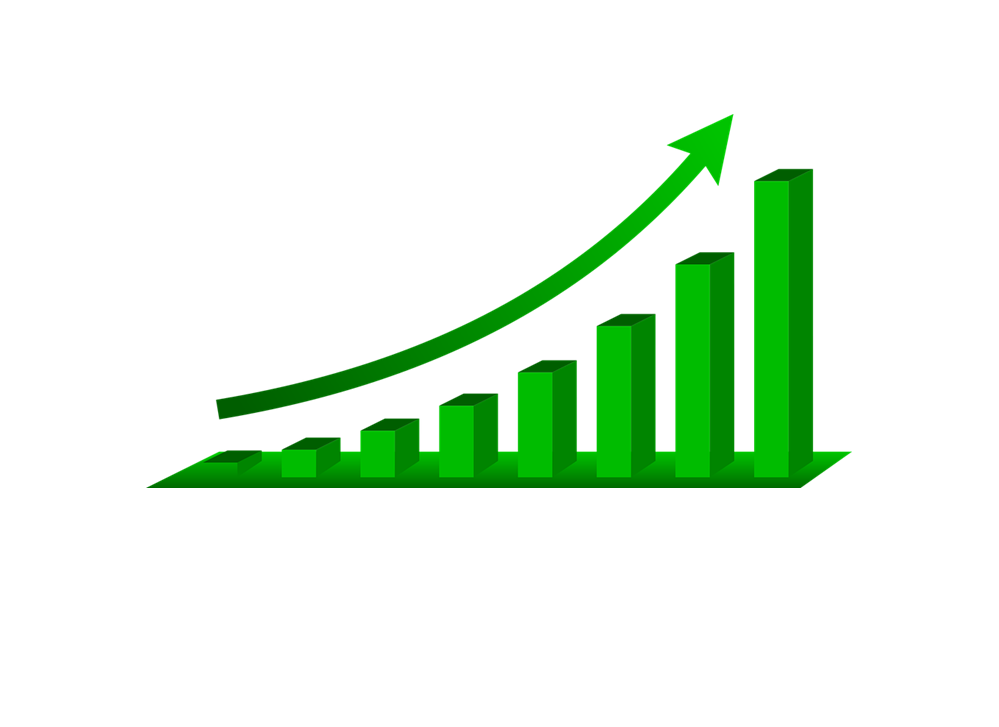 Industrial growth. Диаграмма роста. График стрелка вверх. Графики роста.