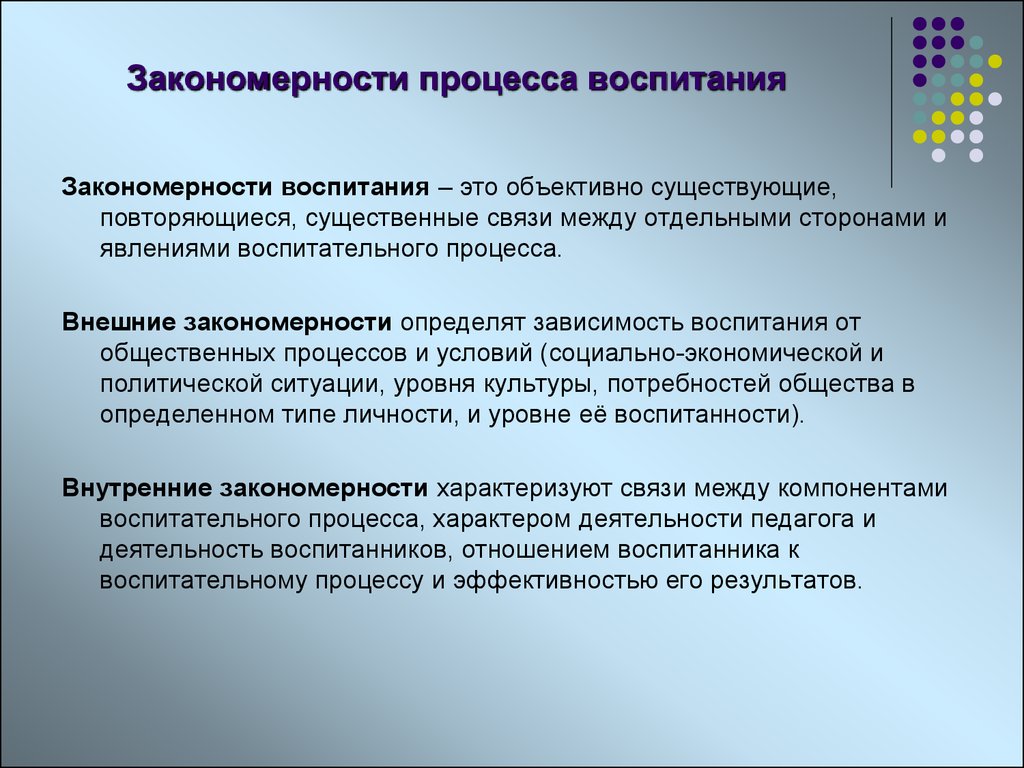 Законы закономерности и принципы воспитания презентация