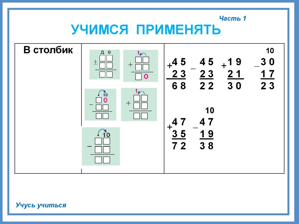 Письменное сложение и вычитание двузначных чисел 2 класс столбиком презентация