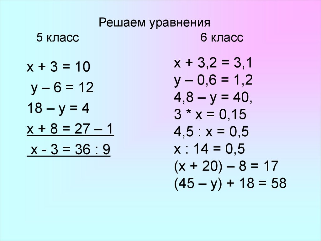 Уравнения по математике 6 класс картинки