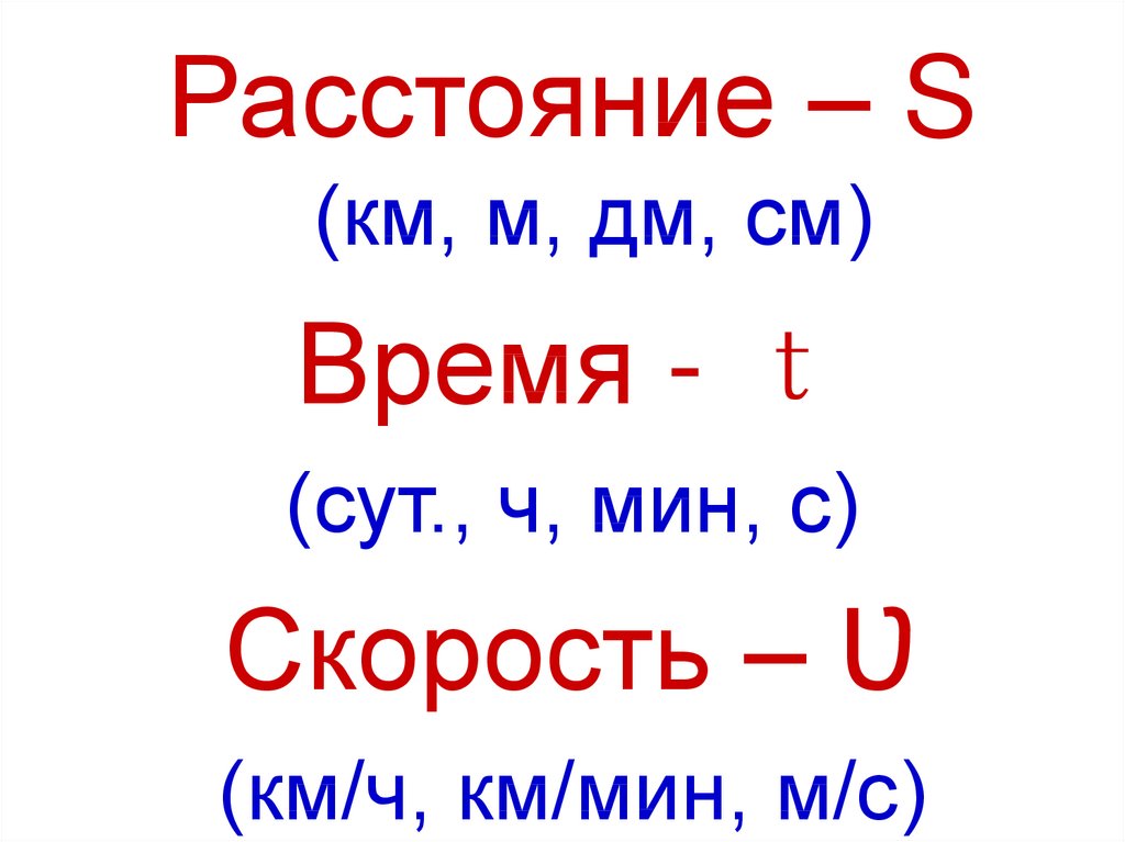 Схема скорость время расстояние 5 класс