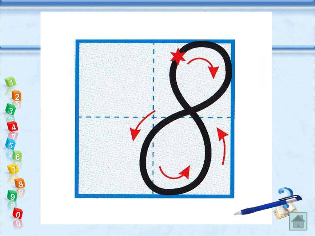 Правильная восьмерка. Цифра 8 правильное написание. Письмо цифры 8. Правописание цифры 8. Написание письменной цифры 8.