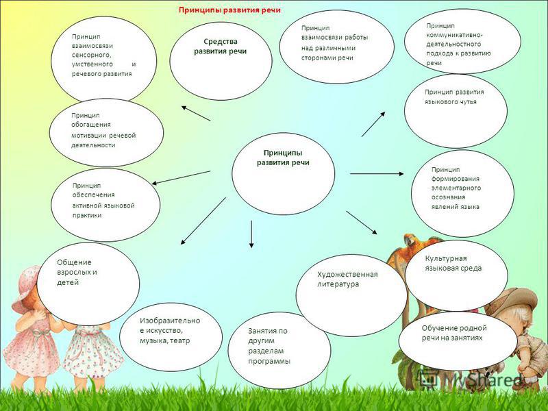 Детские принципы. Принцип взаимосвязи сенсорного, умственного и речевого развития. Схема принципы развития речи детей. Схема средства развития речи дошкольников. Принципы и средства развития речи дошкольников.