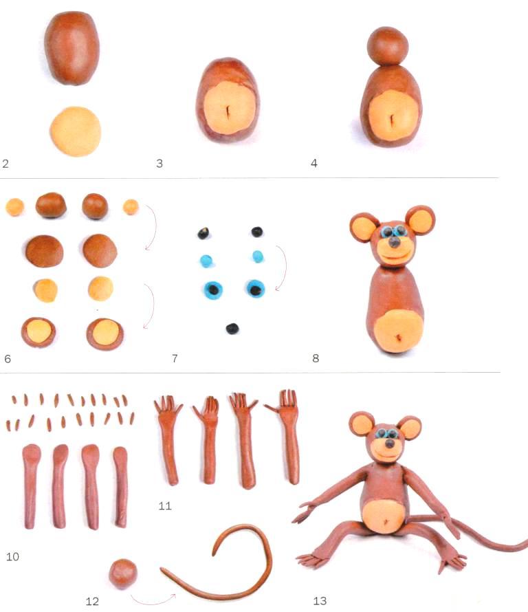 Схемы из пластилина животные