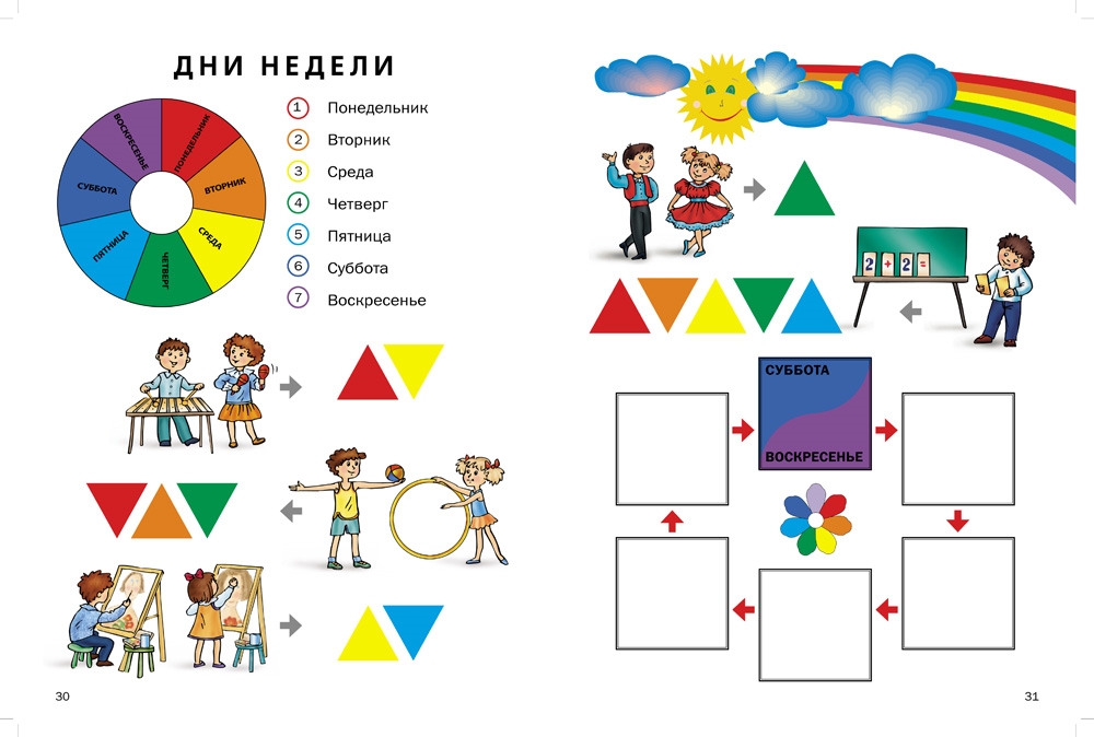 Дни недели в картинках для детского сада