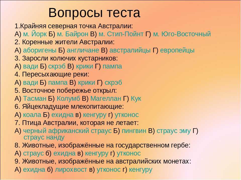 В презентации можно использовать ответ на тест