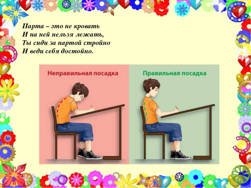 Сидеть правило. Правильная посадка за партой. Как правильно сидеть за партой. Правила посадки за партой. Правила посадки на уроке.