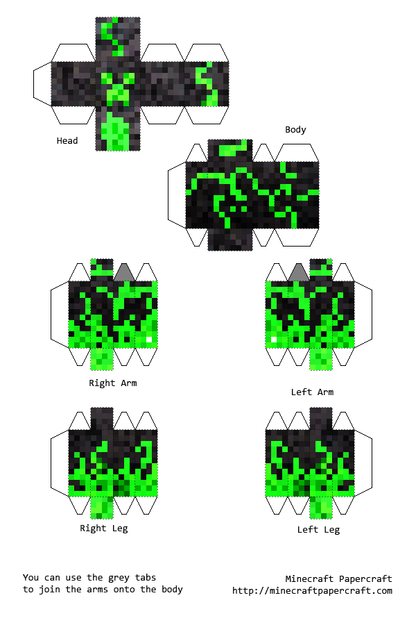 Человек из майнкрафта из бумаги схема