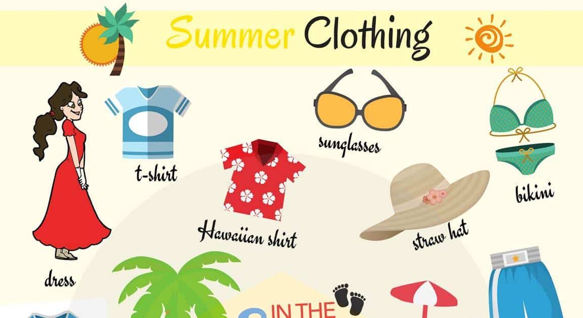 Лето на английском. Летняя одежда на английском. Английский одежда Summer. Одежда по сезонам на английском для детей. Летняя одежда на английском для детей.