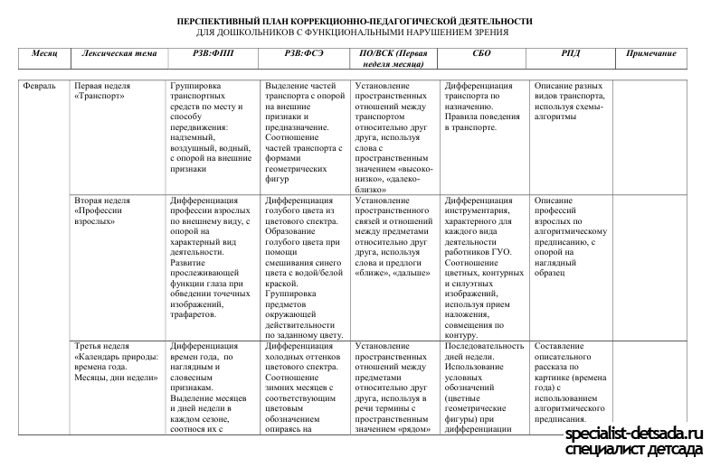 Индивидуальный план работы с детьми с овз