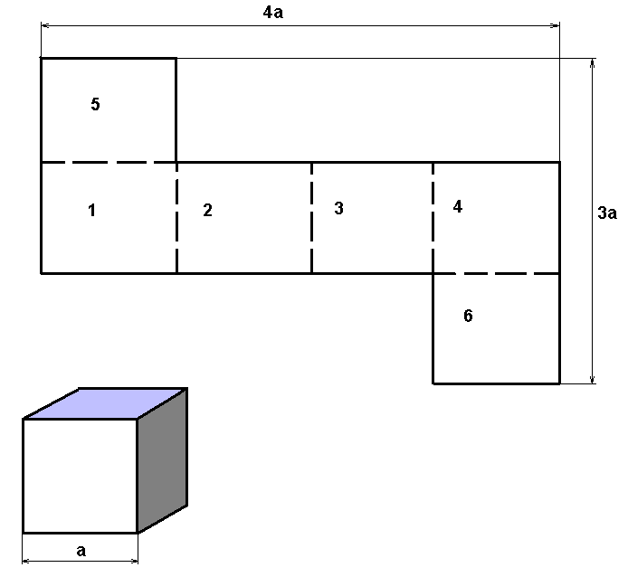 Чертеж кубика из картона
