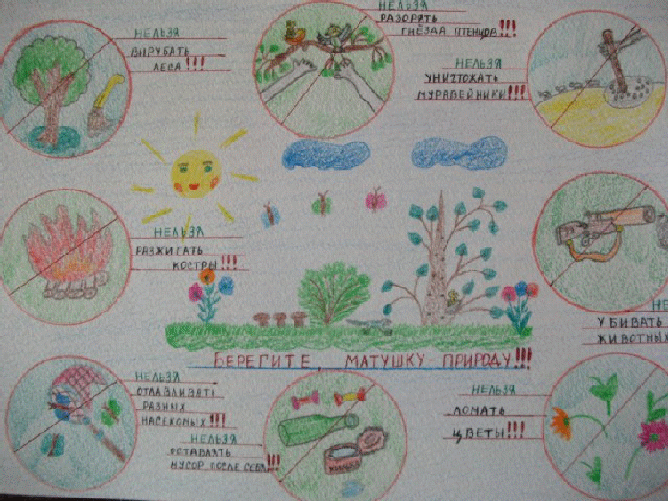 Правила поведения в лесу 1 класс окружающий мир рисунок