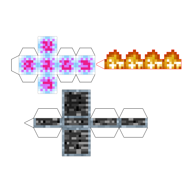 Схема фонаря из майнкрафта из бумаги