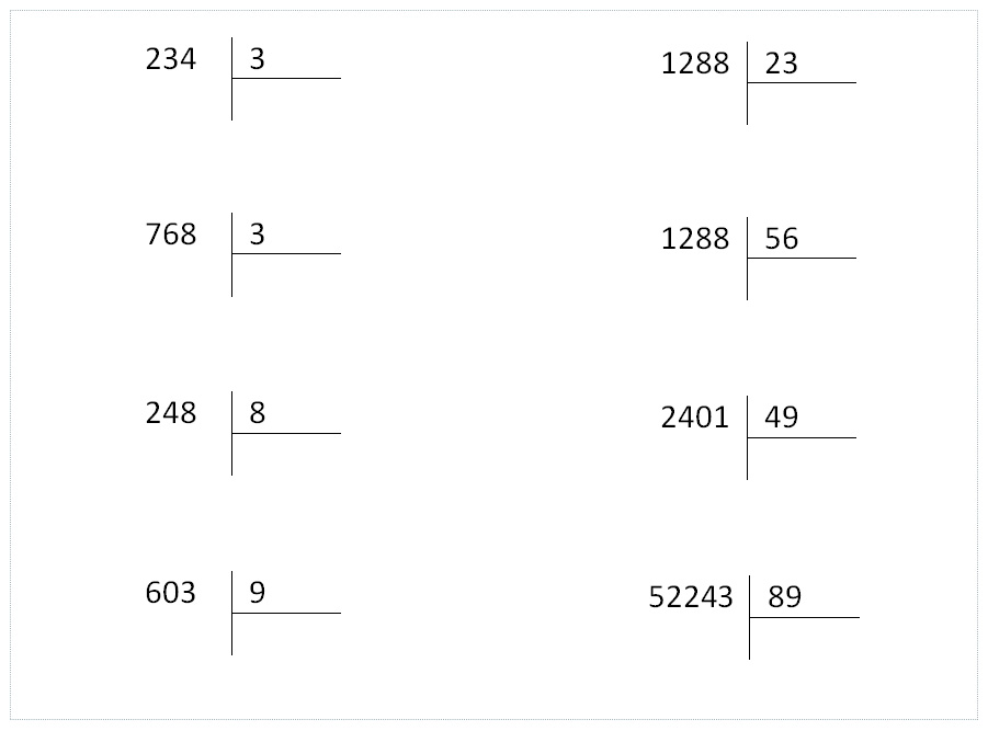 Деление столбиком образец