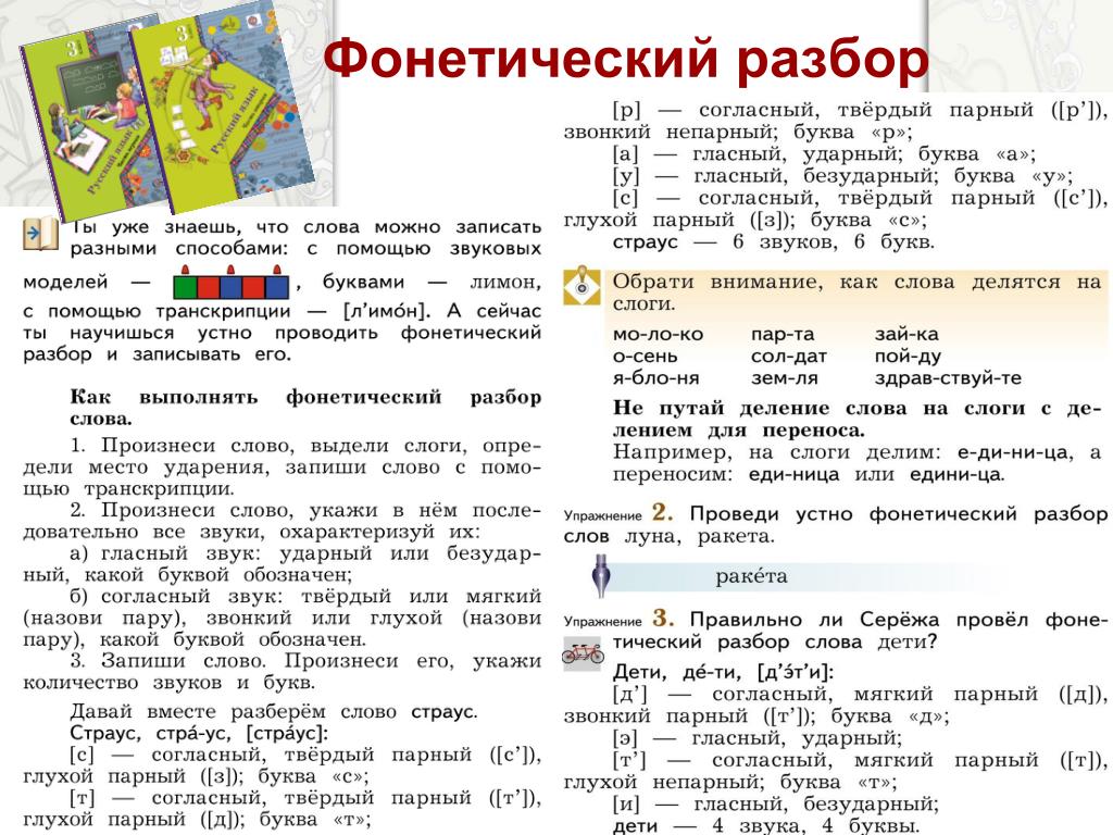 Звуковой разбор слова в 1 классе примеры схема