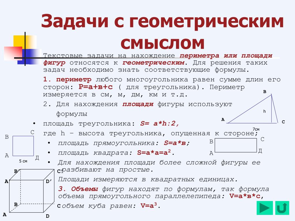 Задачи на площадь и периметр 4 класс презентация