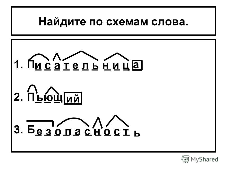 Написать слова по схемам 4 класс