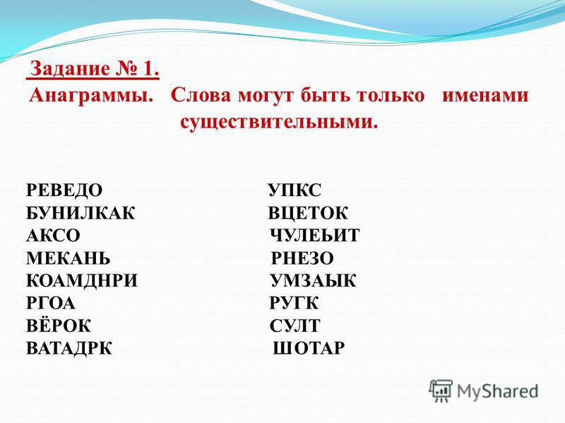 Анаграммы презентация 4 класс