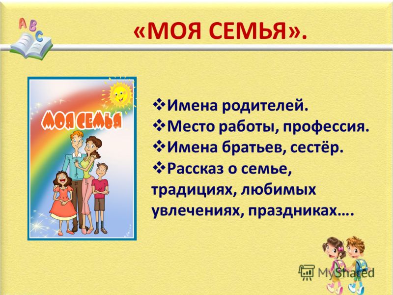 Презентация о себе и о своей семье 1 класс