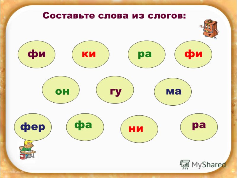 Прочитай слоги и слова составь схемы двух слов