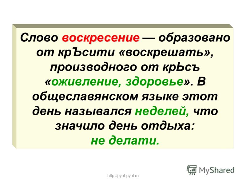 Есть слова появиться. Значение слова воскресенье. Происхождение слова воскресенье. Слова со смыслом воскресенье. Воскресение обозначение слова.