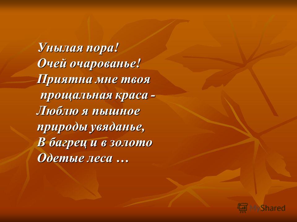 Унылая пора очей очарованье. Унылая пора очей очарованье стихотворение Пушкина текст. Унылая пора очей очарованье приятна мне твоя прощальная Краса. Унылая пора. Унылая пора очей.