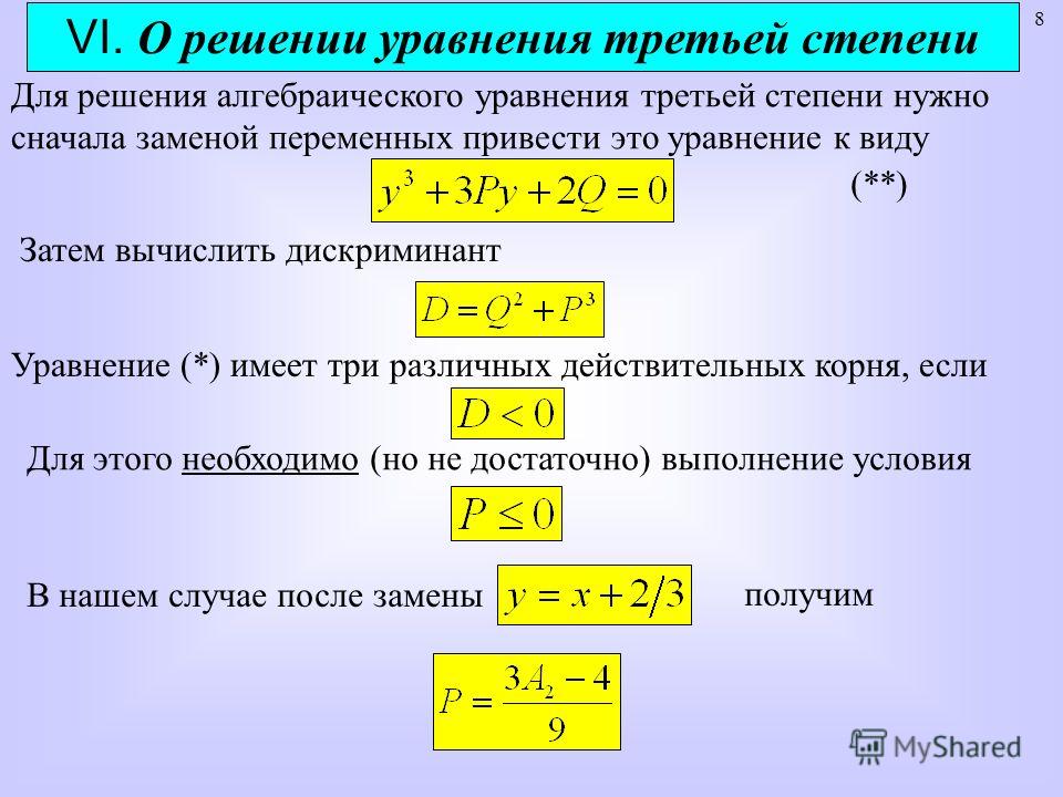 Уравнение 3. Решение уравнений 3 степени.