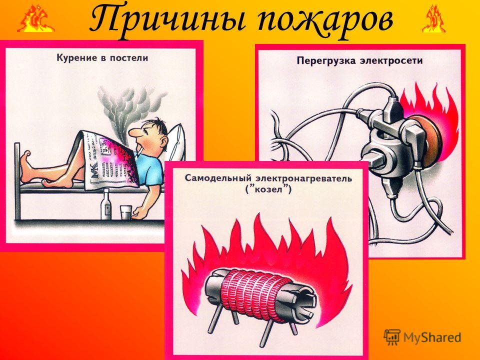 Причины пожара для детей в картинках