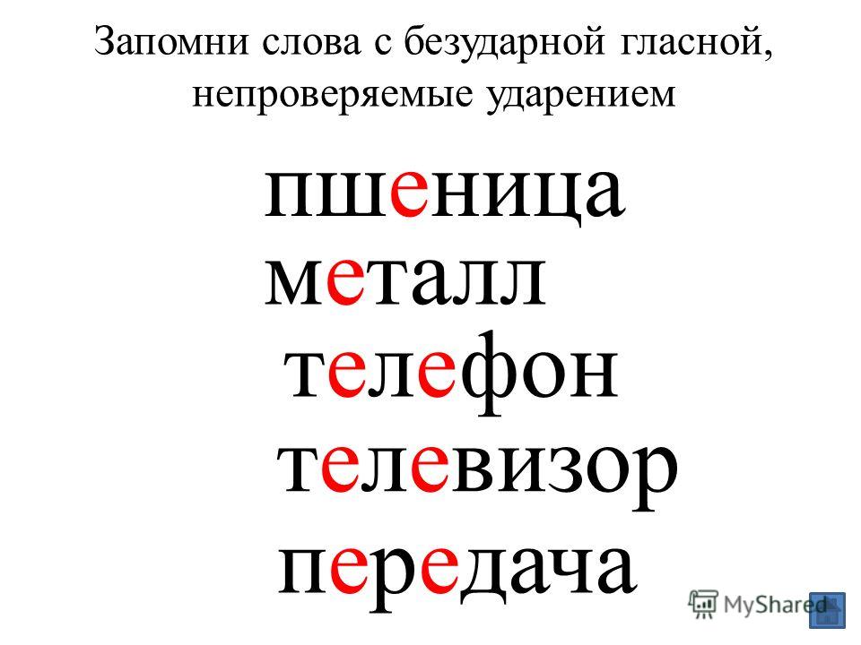 Слова непроверяемые ударением