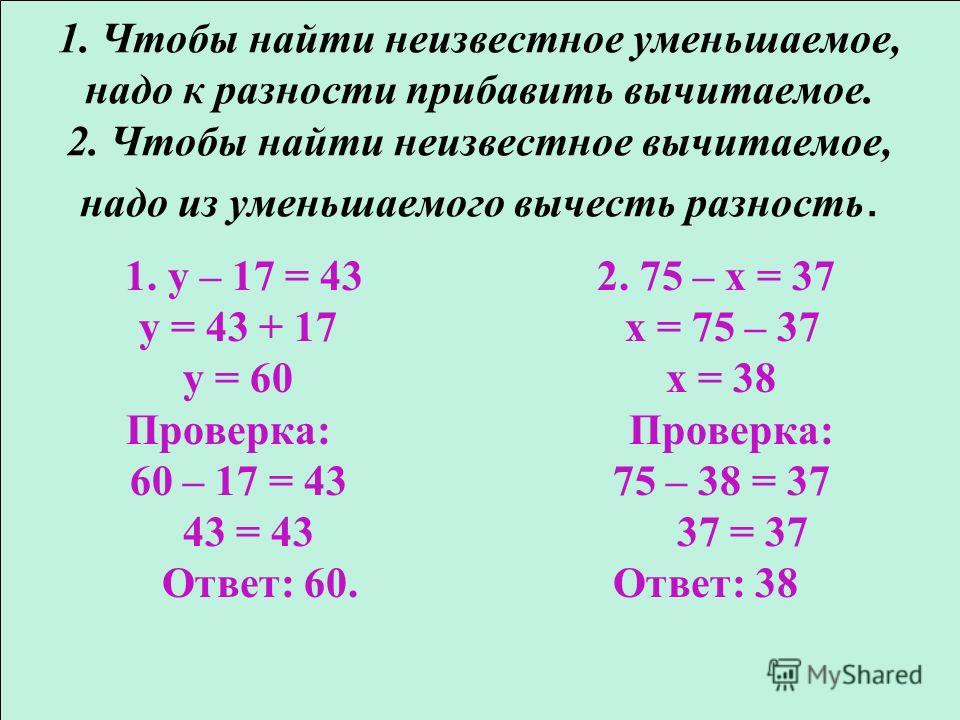 17 реши уравнения. Уравнения 2 класс на нахождение неизвестного вычитаемого. Уравнения на нахождение неизвестного вычитаемого 4 класс. Найти неизвестное в уравнении. Уравнение на нахождение неизвестного уменьшаемого.