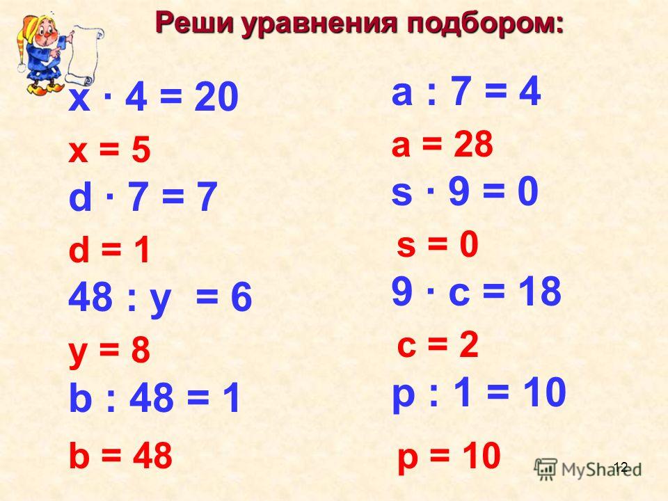 Уравнения 3 класс