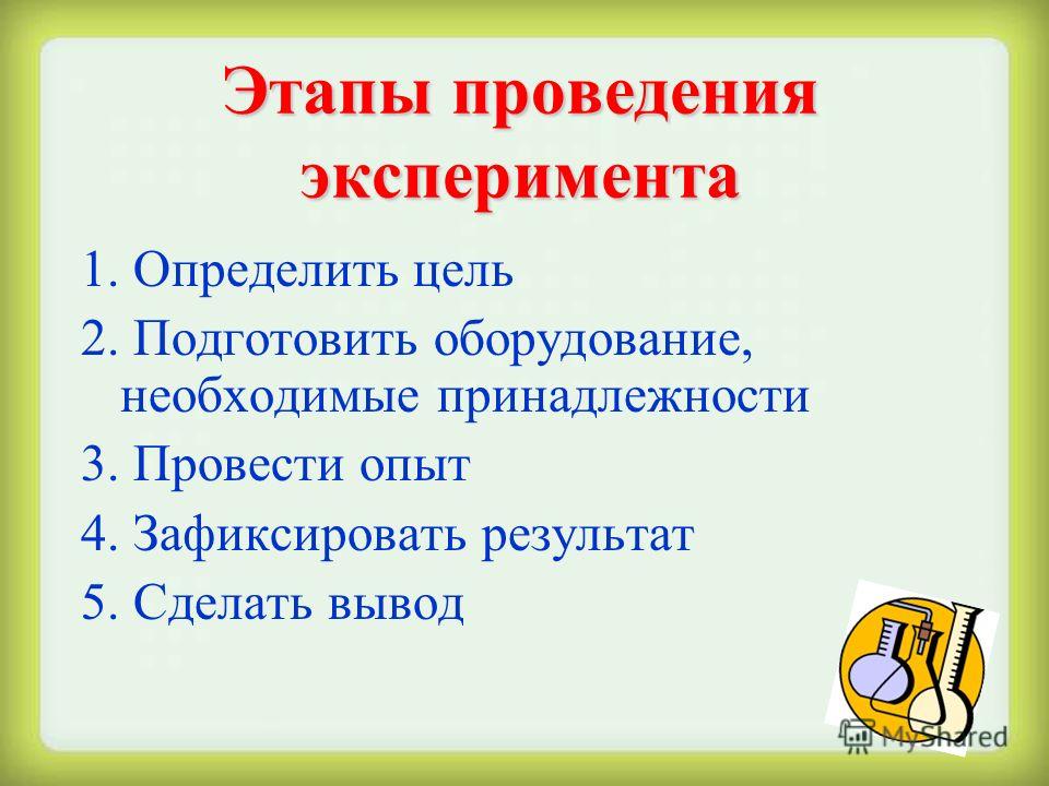 Проведение существуют. Этапы проведения эксперимента. Этапы проведения опыта. Этапы проведения экспериментирования. Последовательность этапов эксперимента.