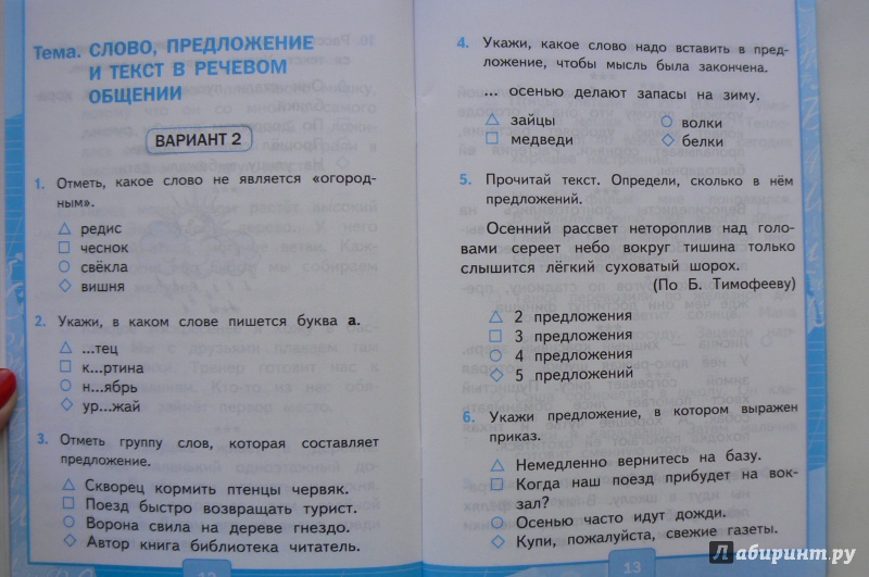 Проверочные работы по русскому 3 класс