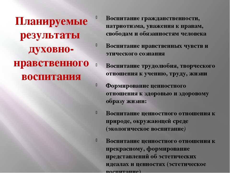 План по духовно нравственному воспитанию в школе