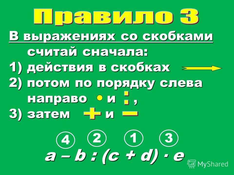 Порядок действий в математике 3 класс презентация