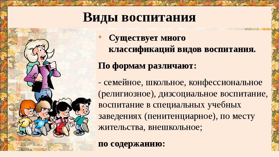 Уроки воспитания презентация. Виды воспитания. Воспитание виды воспитания. Классификация видов воспитания. Классификация видов воспитания воспитания.