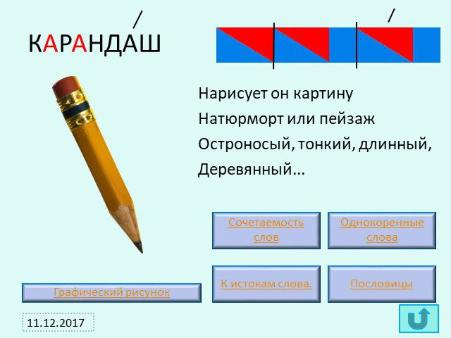 Звуковая схема слова карандаш