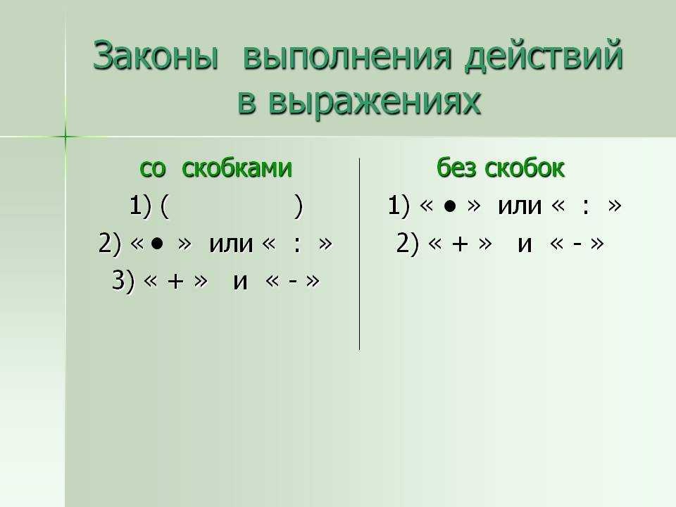 Презентация 4 класс порядок действий повторение