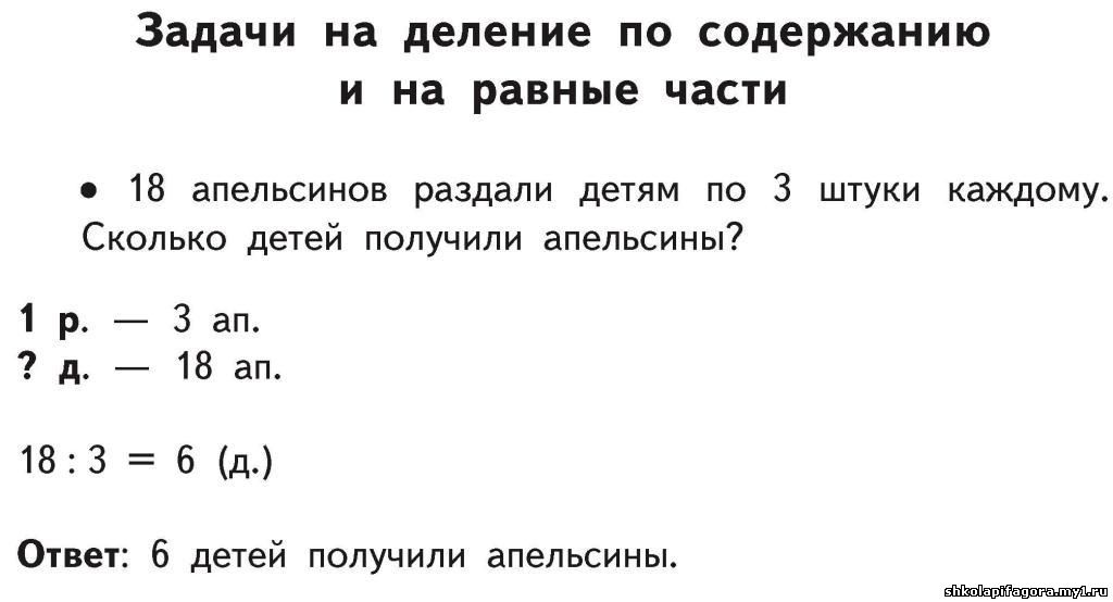 Презентация решение задач на деление 2 класс