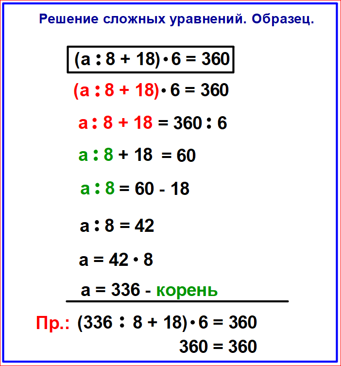 Уравнение с проверкой образец