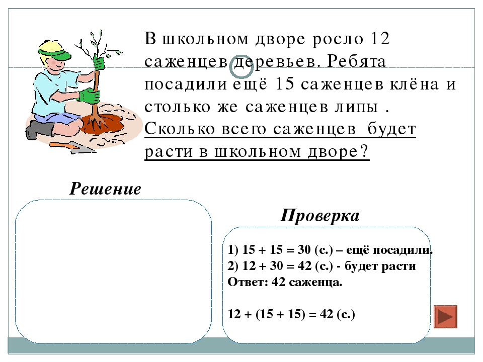 Задача в 2 действия 2 класс математика