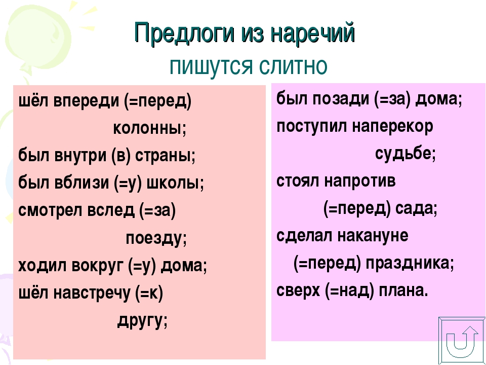 Как пишется слово пошел. Предлоги с наречиями. Из наречия в предлог. Впереди колонны предлог или наречие. Вокруг как пишется.