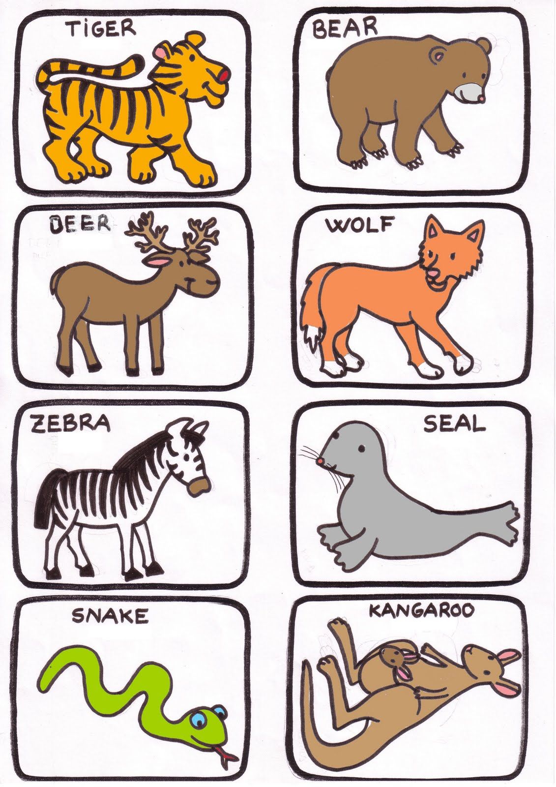Карточки животные на английском
